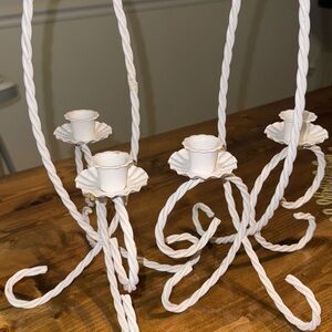 Vintage Home Interiors white metal candle holders (late 1980s–early 1990s era)